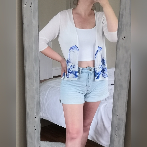 Chico's White Crochet Lightweight Front Cardigan Up size M - Picture 4 of 10